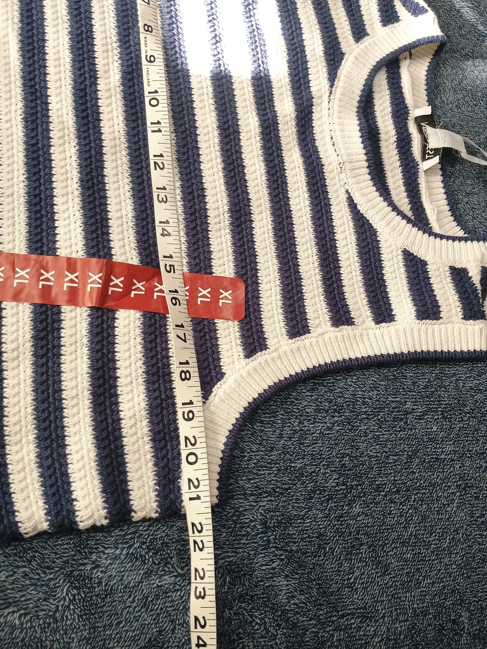 Nine West Navy & White Striped Sleeveless Knit Tank Top - Picture 10 of 11